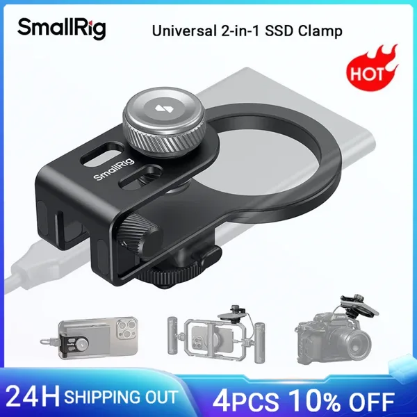 SmallRig SSD 홀더 케이지 -4779용 Samsung T5 T7 SSD용 콜드 슈 케이블 클램프가 있는 MagSafe용 범용 2-in-1 SSD 클램프