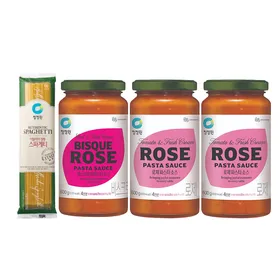 청정원 파스타소스, 로제, 600g, 2개 + 비스크로제, 600g, 1개 + 스파게티면, 500g, 1개