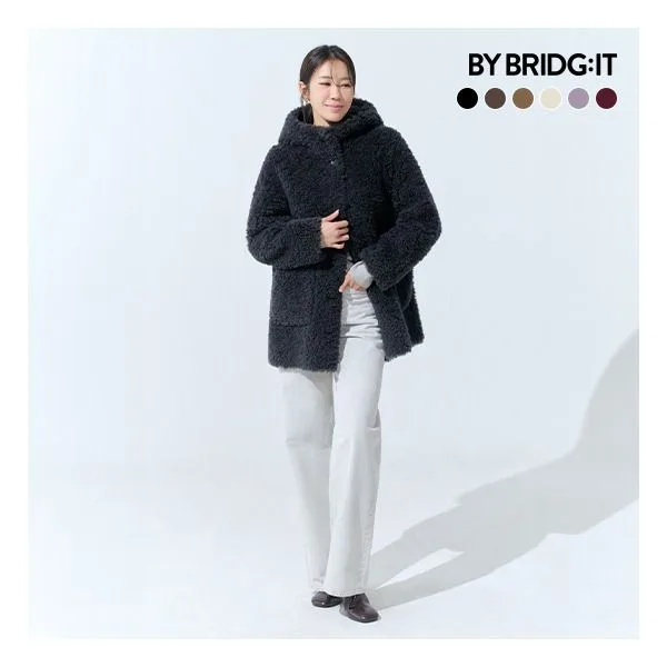 [바이브리짓] (26FW) 컬링 호주산 양모100 후드 코트