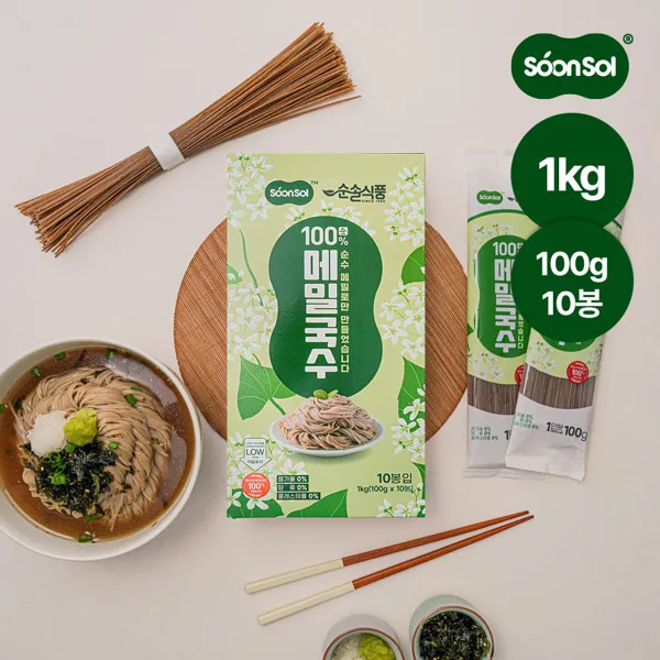 [같이발견회+멤버십 무료배송] 순솔 메밀면 메밀 국수 소바 모밀 냉모밀 100% 순메밀 1kg, 1개