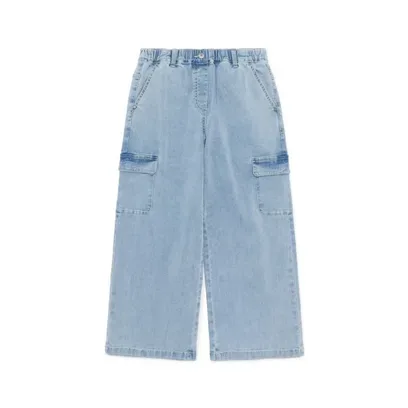 K251GPT030 여아 와이드 카고 데님팬츠 BLUE