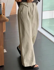 벤디 버클 핀턱 와이드핏 밴딩 팬츠 (2 color)
