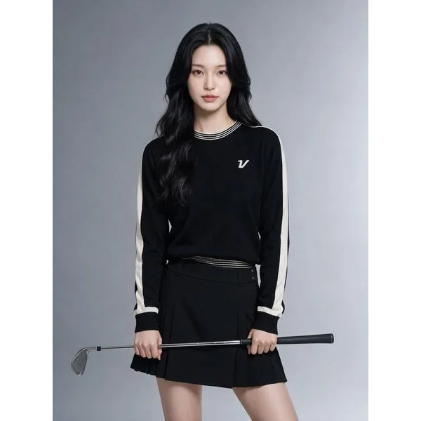 여성 골프 라운드 방풍 니트 VLKTNA91_BK