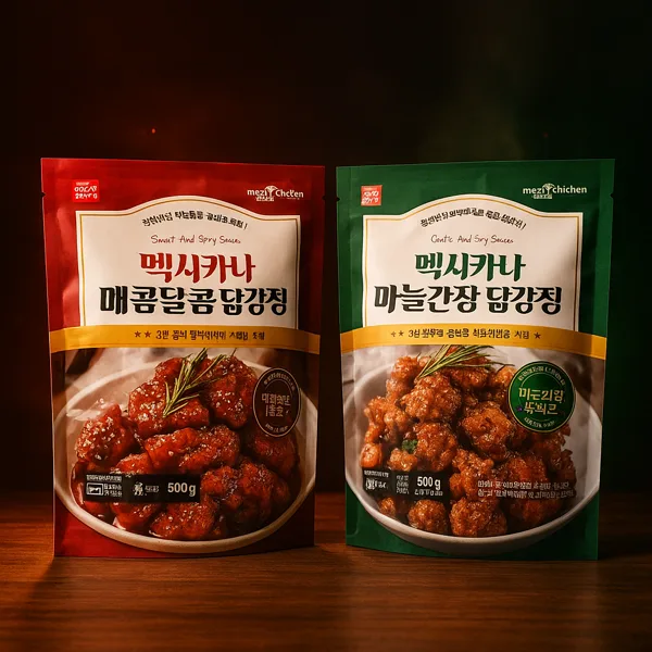 멕시카나 닭강정, 매콤달콤, 500g, 2개 + 마늘간장, 500g, 1개, 1세트