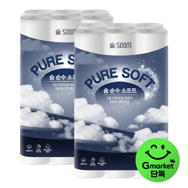 숨 순수 소프트 3겹 30m 30롤 2팩