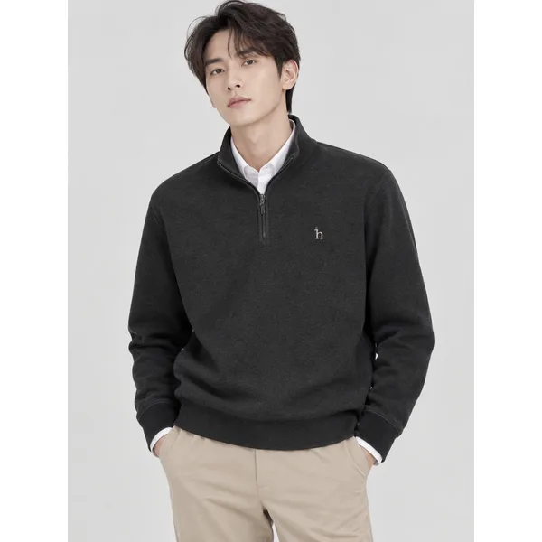 남성 차콜 하프집업 맨투맨 HZTS4D401CG