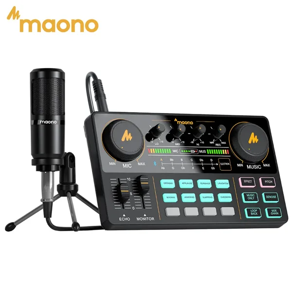 마오노캐스터 AM200-S1 오디오 인터페이스 팟캐스트 스튜디오 사운드 카드 키트 (마이크 포함, 라이브 스트리밍, 유튜브, PC/폰 녹음용)