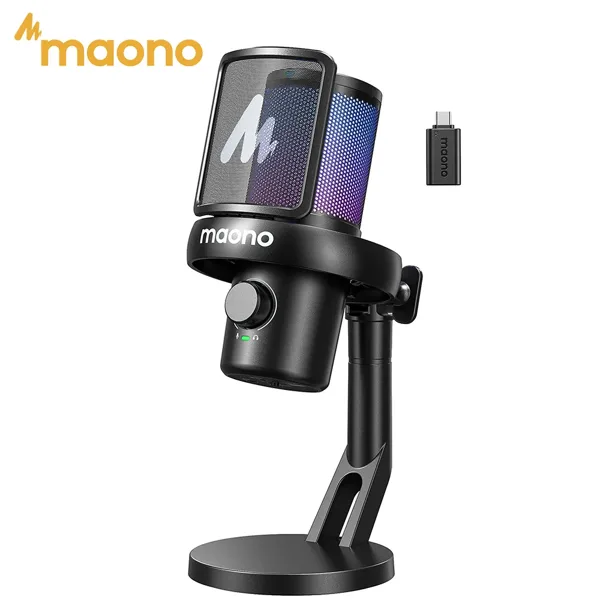 MAONO DM40 무선 USB 마이크, AI 보이스 체인저, 노이즈 감소 기능 탑재 콘덴서 마이크, 게임 스트리밍, PC, 노트북 녹음용