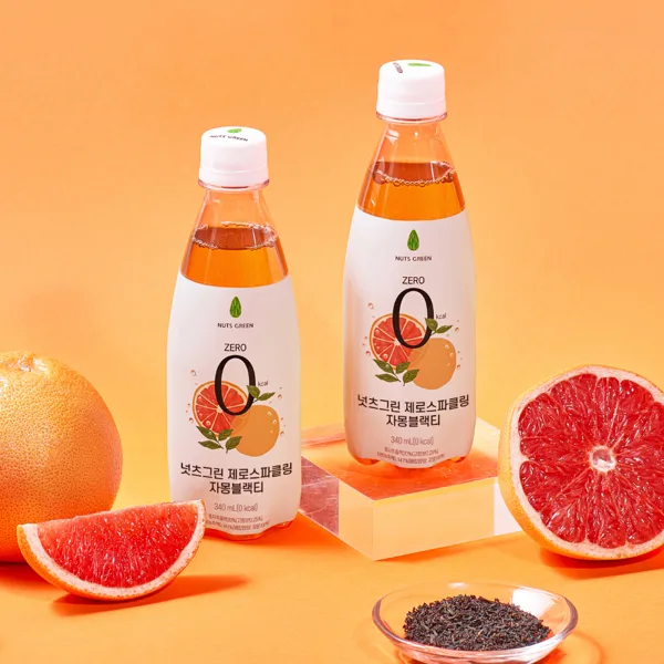 넛츠그린 제로스파클링, 자몽블랙티, 340ml, 6개