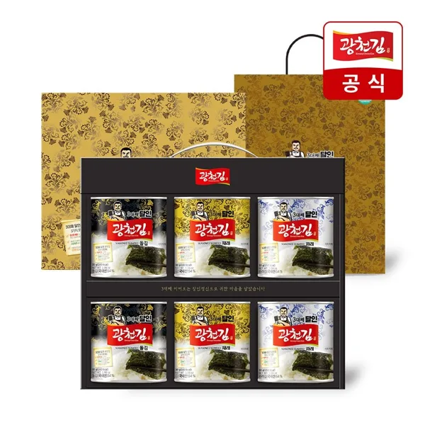 광천김 프리미엄 캔김 선물세트 6호 (캔김6캔+쇼핑백)