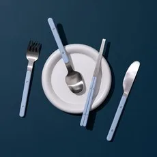 쓰임 머쉬룸 커트러리 4종 세트, 베이비블루, 1세트, 디너스푼 + 디너폭크 + 나이프 + 젓가락