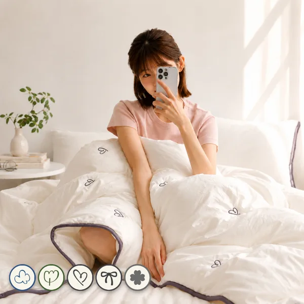 바자르 시즈닝 소프트워싱 자수 먼지없는 사계절 차렵이불 SS