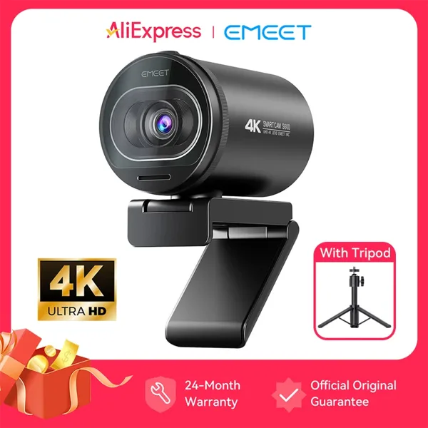EMEET S600 SmartCam 4K 웹캠 삼각대 포함 USB 카메라 컴퓨터/노트북용 자동 초점 소니 센서 60FPS@1080P 스트리밍