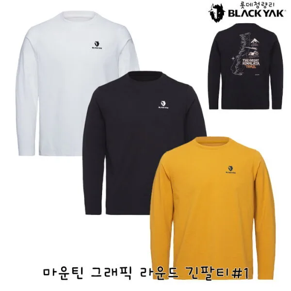 블랙야크 남성 간절기 마운틴 그래픽 라운드 긴팔티셔츠