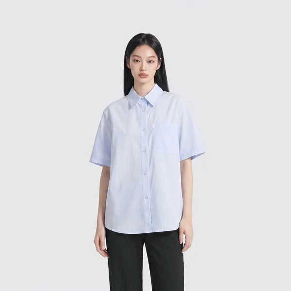 폴햄 여성 포플린 반팔 오버핏 셔츠