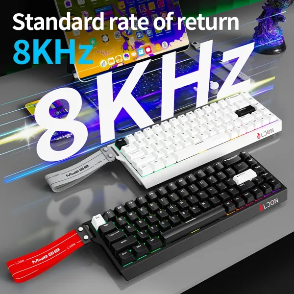 LDON MD68 Pro PBT 키캡 마그네틱 힌지 키보드는 초고속 트리거 기능을 갖춘 FPS 게임용 전문 기계식 키보드입니다.