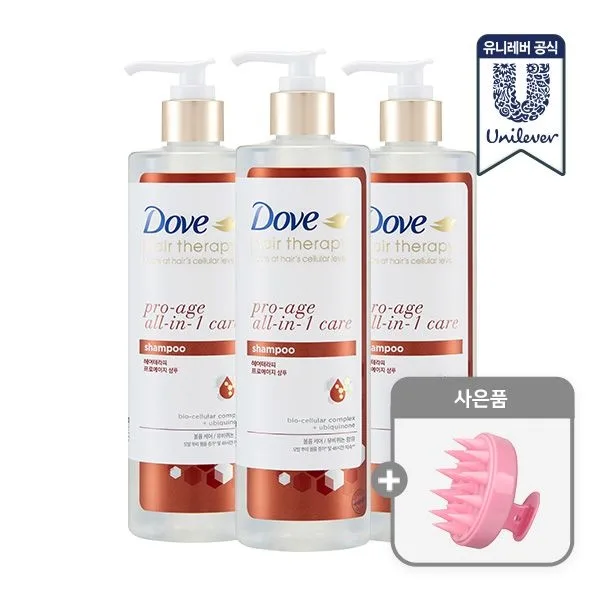 도브 헤어테라피 샴푸 380ml x 3개 2종 택1 + 샴푸브러쉬