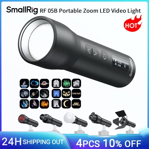 SmallRig RF 05B 휴대용 줌 LED 비디오 조명, 4-리프 바른두 스누트 스포트라이트 고보 RGB 필터가 포함된 사진용 손전등 -6137