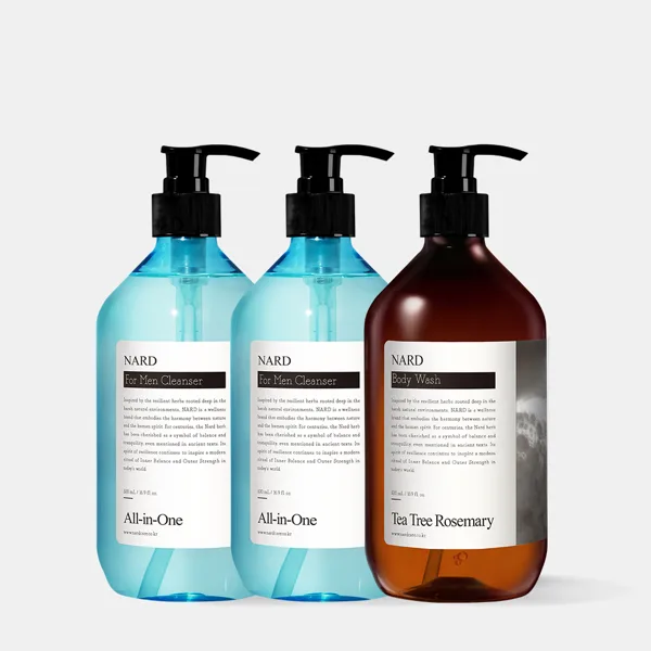 나드 남성청결제 500ml 2개+바디워시 티트리로즈마리 500ml 1개