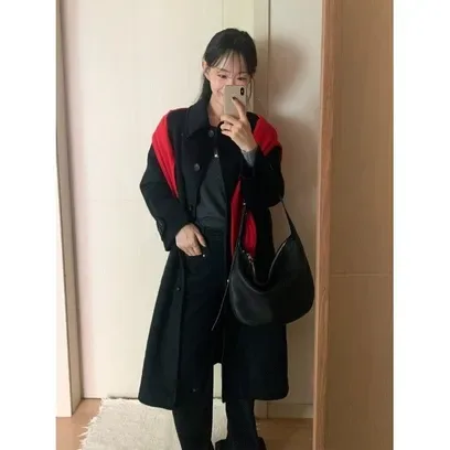 더틸버리 울 캐시미어 블렌드 벨티드 발마칸 코트 TRBM0CTH3W