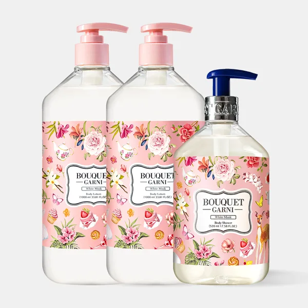 [바디 SET] 부케가르니 글로우 퍼퓸드 바디로션 1L 2개 + 바디워시 520ml 1개