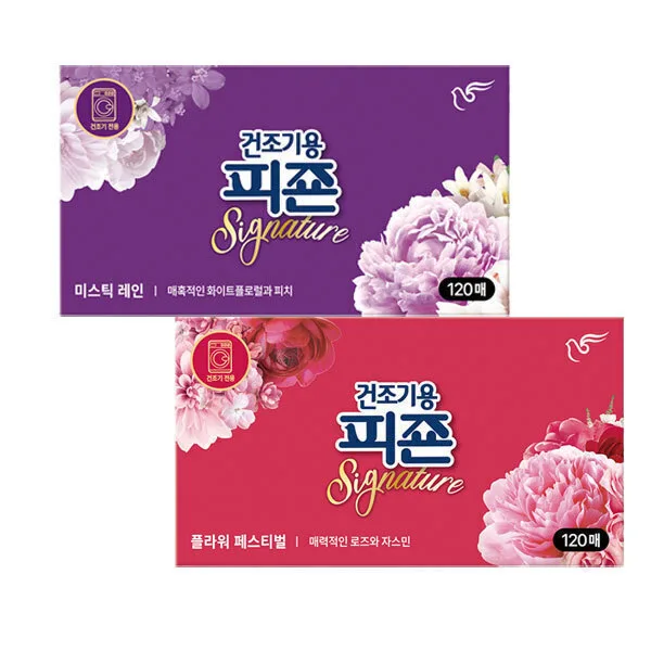 건조기용피죤 드라이시트 120매 2개 (미스틱+플라워)