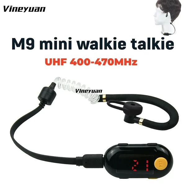 빈유안 M9 5CM 미니 무전기 UHF 400-470MHz 25채널 장거리 휴대용 양방향 라디오 헤드셋 포함