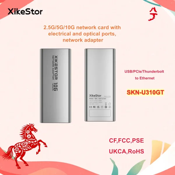 XikeStor USB to 10GbE 타입-C 어댑터, 썬더볼트 3/4/5 호환, USB 케이블 포함