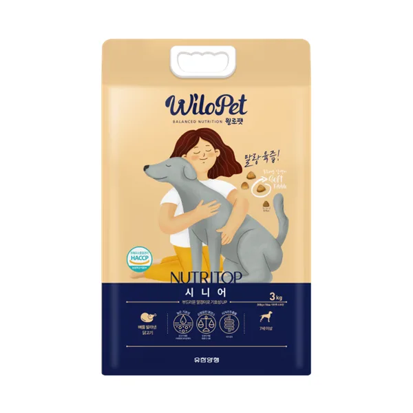 유한양행 윌로펫 말랑육즙 강아지 소프트 사료, 시니어, 3kg, 1개
