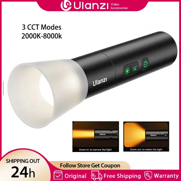 Ulanzi LM07 비디오 손전등 줌이 가능한 사진 조명 야외용 이중 색상 디밍이 가능한 밝기 2000-8000K CCT