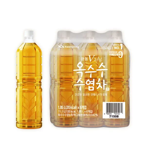 광동 V라인 옥수수수염차, 무라벨, 1.85L, 6개