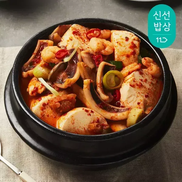 쿡솜씨 해물순두부찌개 해물3종 순두부 400g 동봉 신선야채 밀키트