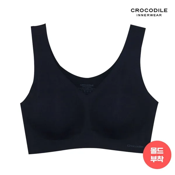 [크로커다일] 뉴 라이크라 쉘론 몰드부착 V넥 심리스브라 1종 블랙 CDWBR4M03B