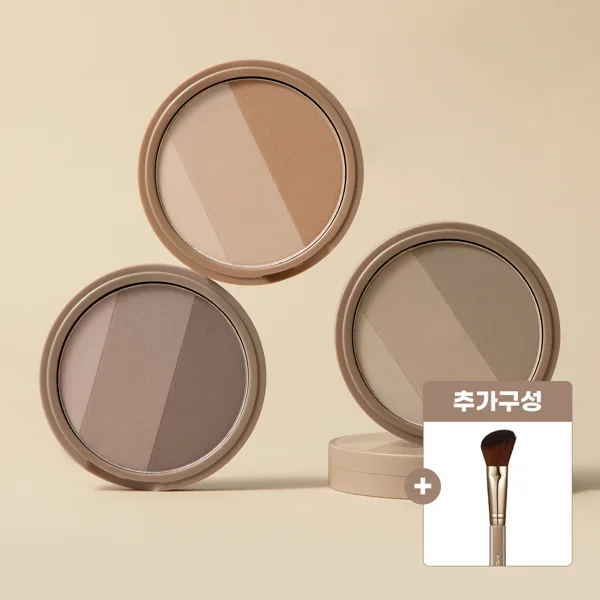 페이크업 3색 쉐딩 9g 3컬러 (택1) + 브러쉬 세트 /헤어라인쉐도우 코쉐딩 컨투어 MAKEUP