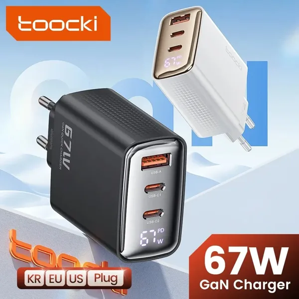 Toocki 67W GaN USB 유형 C 충전기 디지털 디스플레이 65W 45W PPS PD QC4.0 Macbook 노트북 IPAD 태블릿 iPhone 15 14 용