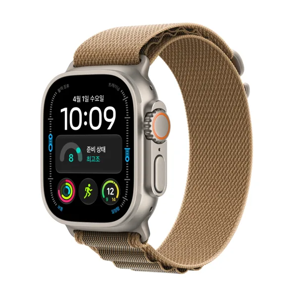 애플워치 울트라 4 셀룰러 내추럴 티타늄, 49mm, 데저트 알파인 루프(L)