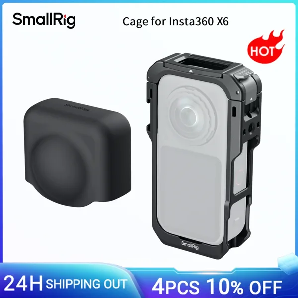 SmallRig Insta360 X6용 케이지, 실리콘 렌즈 캡, 바람 소음 감소 폼, 퀵 릴리스 마운트, 1/4"-20 홀 -6965