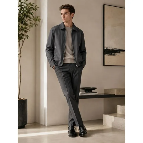 다크 그레이 Prestigio di Allegri 지퍼포인트 구스다운 블루종 ARJU4A803G3