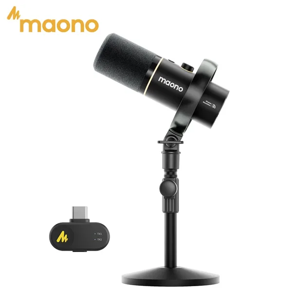 MAONO PD200W 하이브리드 무선 팟캐스트 마이크 (PC/휴대폰/카메라용) XLR/USB 다이나믹 마이크로폰 (스트리밍, 녹음, 콘텐츠 제작용)