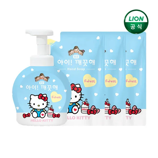 아이깨끗해 헬로키티 490ml 용기 1개 + 450ml 리필 3개