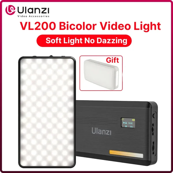 Ulanzi VL200 LED 비디오 라이트 전문 2500K-9000K 디밍이 가능한 패널 사진 조명 Sony Nikon Canon 카메라 조명