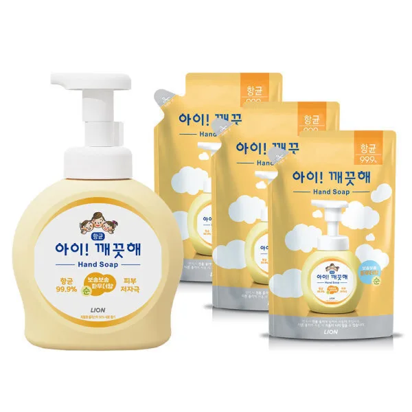 아이깨끗해 핸드워시 490ml 본품 1개+450ml 리필 3개 (향 선택)