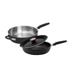 마이어코리아 인덕션 액센트 시리즈 스테인리스 후라이팬 베이직 세트, 프라이팬 28cm + 멀티팬 28cm + 멀티뚜껑 3호, 1세트