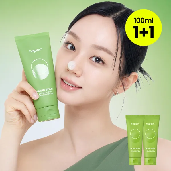 비플레인 녹두 약산성 클렌징폼 100ml, 2개