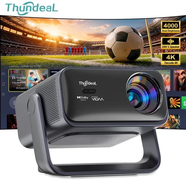 썬디알 VIDAA TD99W 4K 풀 HD 프로젝터, Wi-Fi 지원, 50W, 돌비 홈 시어터, TD98 업그레이드 버전, 영화 감상 및 게임용, 실외용 빔 프로젝터