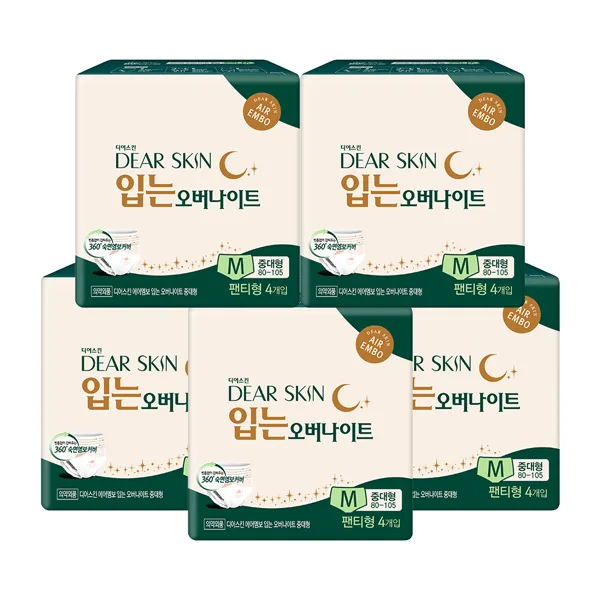 디어스킨 입는 오버나이트, 중대형, 4매입, 5팩
