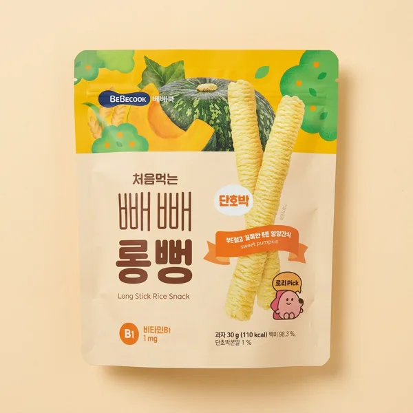 베베쿡 처음먹는 빼빼롱뻥, 단호박, 30g, 8개