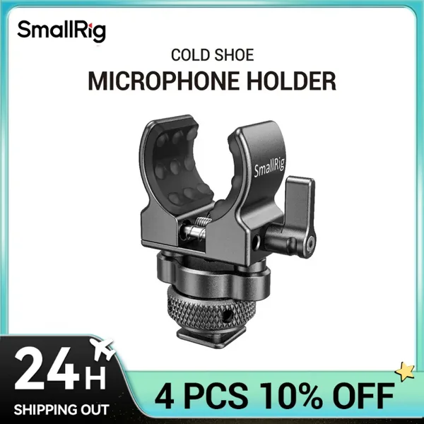 SmallRig 퀵 릴리스 콜드 슈 마이크 클램프 샷건 마이크 홀더(부드러운 실리콘이 포함되어 있어 충격 및 소음을 흡수함) BSM2352
