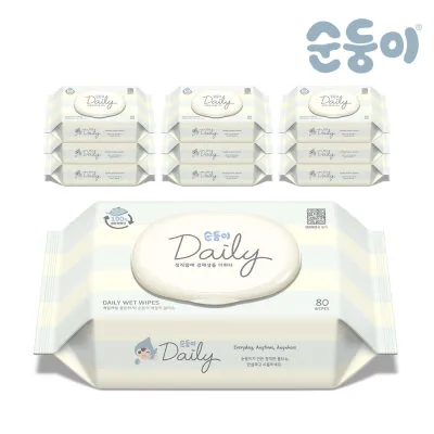 순둥이 데일리 생분해 물티슈 캡형 80매 10팩 (DaC-01)
