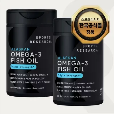 스포츠리서치 오메가3 피쉬 오일 3배 강도 소프트젤 180정 x2병